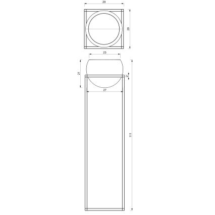 Blomsterkrukke i metal 111,3x29 cm sort/gylden