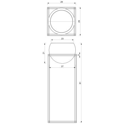 Blomsterkrukke i metal 81,3x29 cm sort/gylden