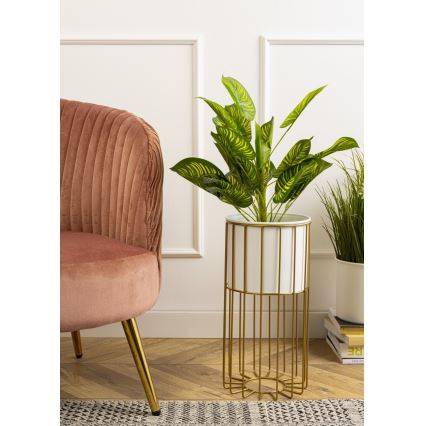Blomsterkrukke metal LOFT 42x20 cm guldfarvet/hvid