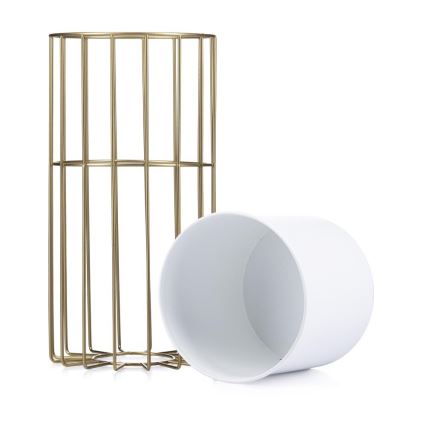 Blomsterkrukke metal LOFT 42x20 cm guldfarvet/hvid
