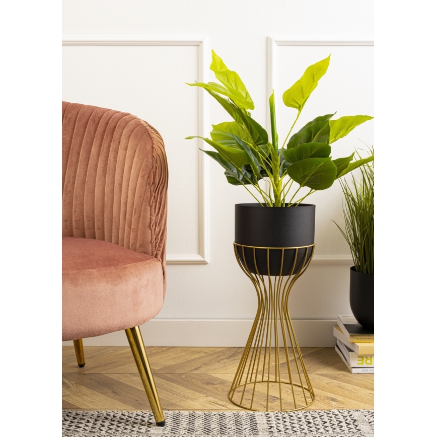 Blomsterkrukke metal LOFT 46x20 cm guldfarvet/sort