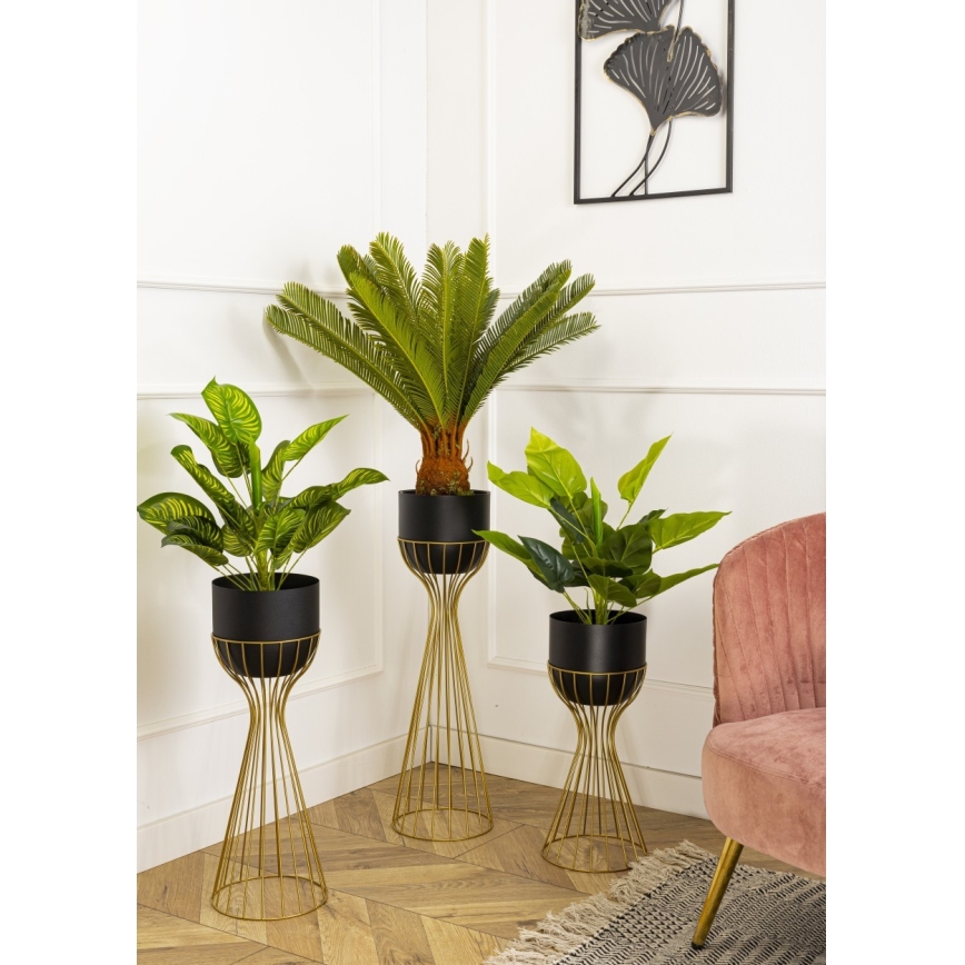 Blomsterkrukke metal LOFT 46x20 cm guldfarvet/sort