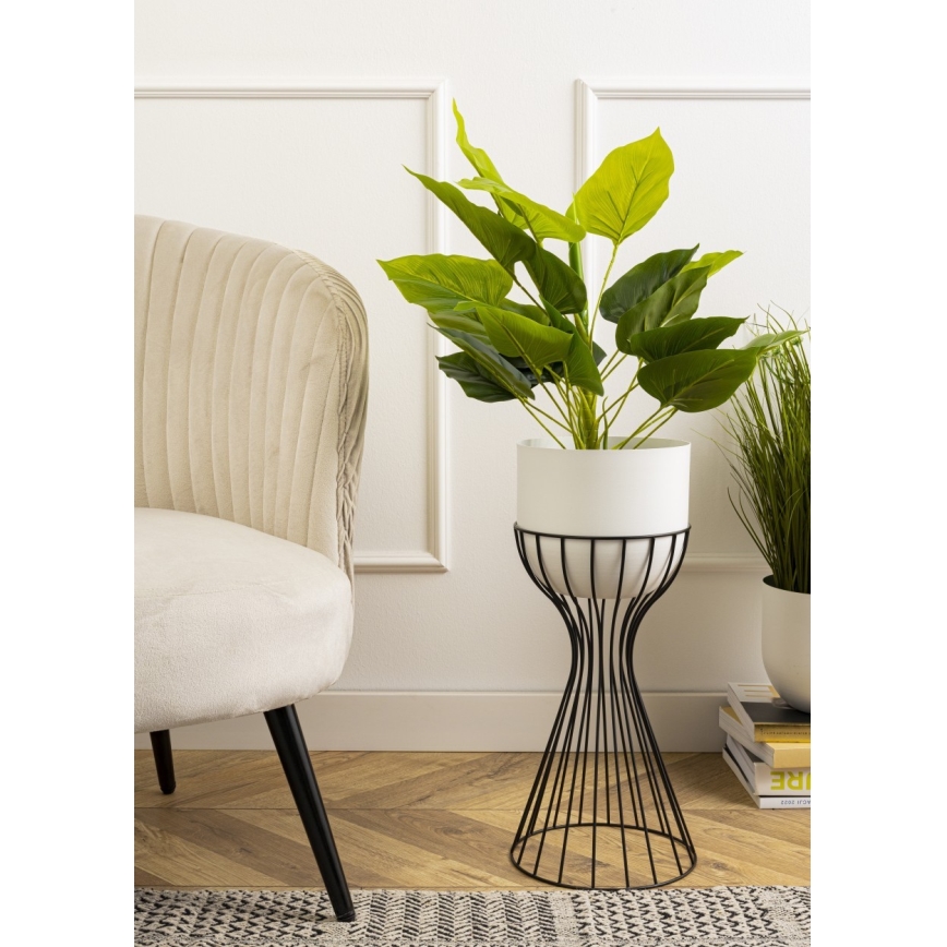 Blomsterkrukke metal LOFT 46x20 cm sort/hvid