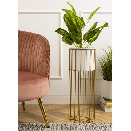 Blomsterkrukke metal LOFT 55x20 cm guldfarvet/hvid