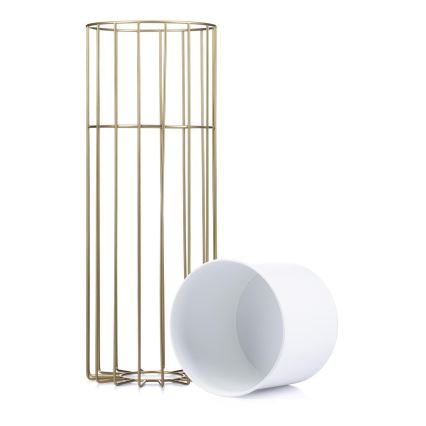 Blomsterkrukke metal LOFT 55x20 cm guldfarvet/hvid