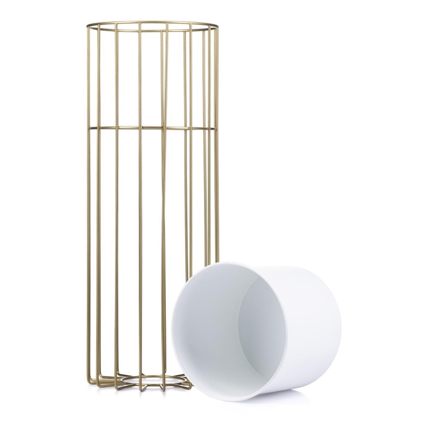 Blomsterkrukke metal LOFT 55x20 cm guldfarvet/hvid