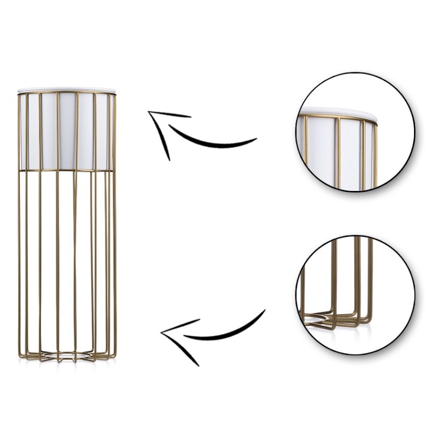 Blomsterkrukke metal LOFT 55x20 cm guldfarvet/hvid