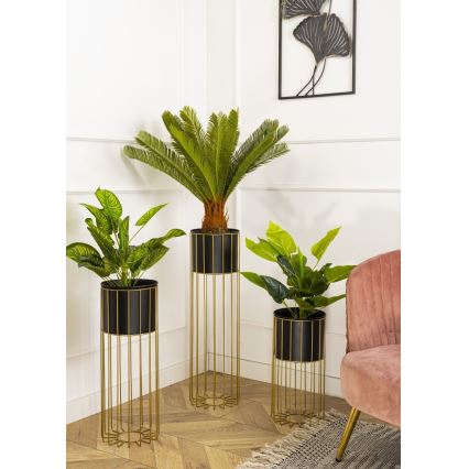 Blomsterkrukke metal LOFT 55x20 cm guldfarvet/sort