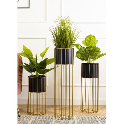 Blomsterkrukke metal LOFT 55x20 cm guldfarvet/sort