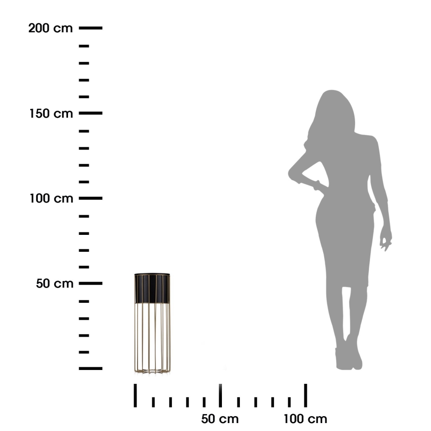 Blomsterkrukke metal LOFT 55x20 cm guldfarvet/sort