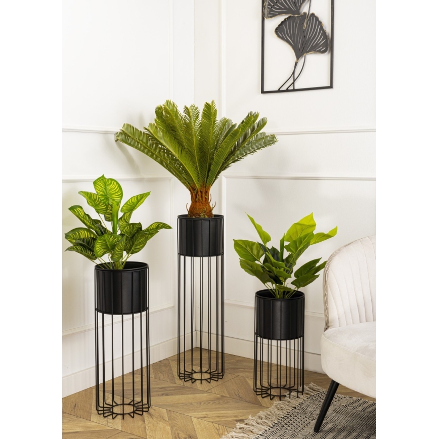 Blomsterkrukke metal LOFT 55x20 cm sort
