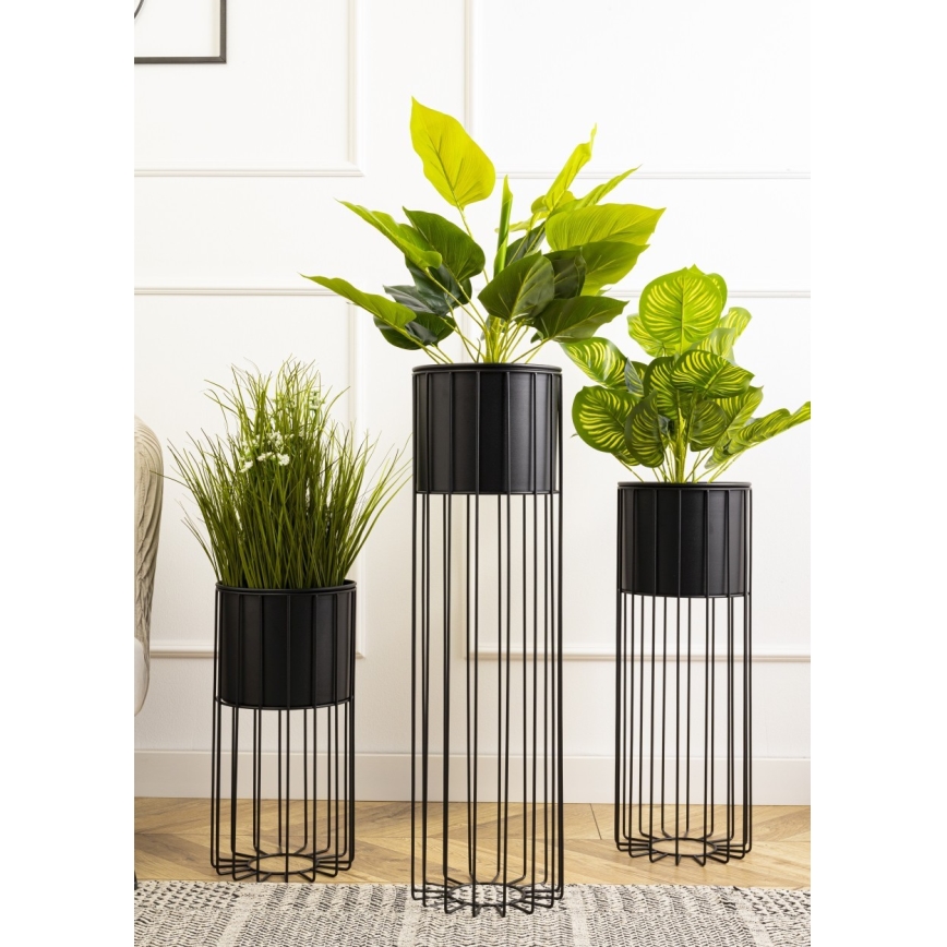 Blomsterkrukke metal LOFT 55x20 cm sort