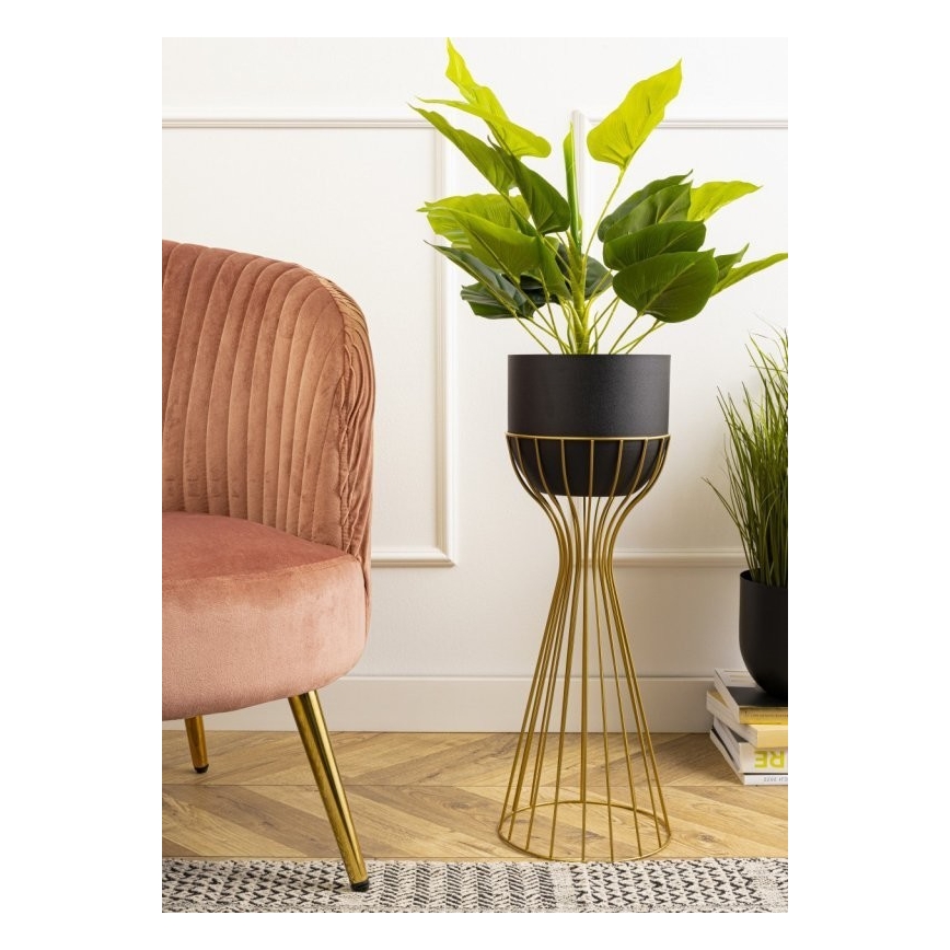 Blomsterkrukke metal LOFT 56x20 cm guldfarvet/sort