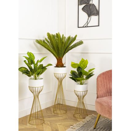 Blomsterkrukke metal LOFT 68x20 cm guldfarvet/hvid