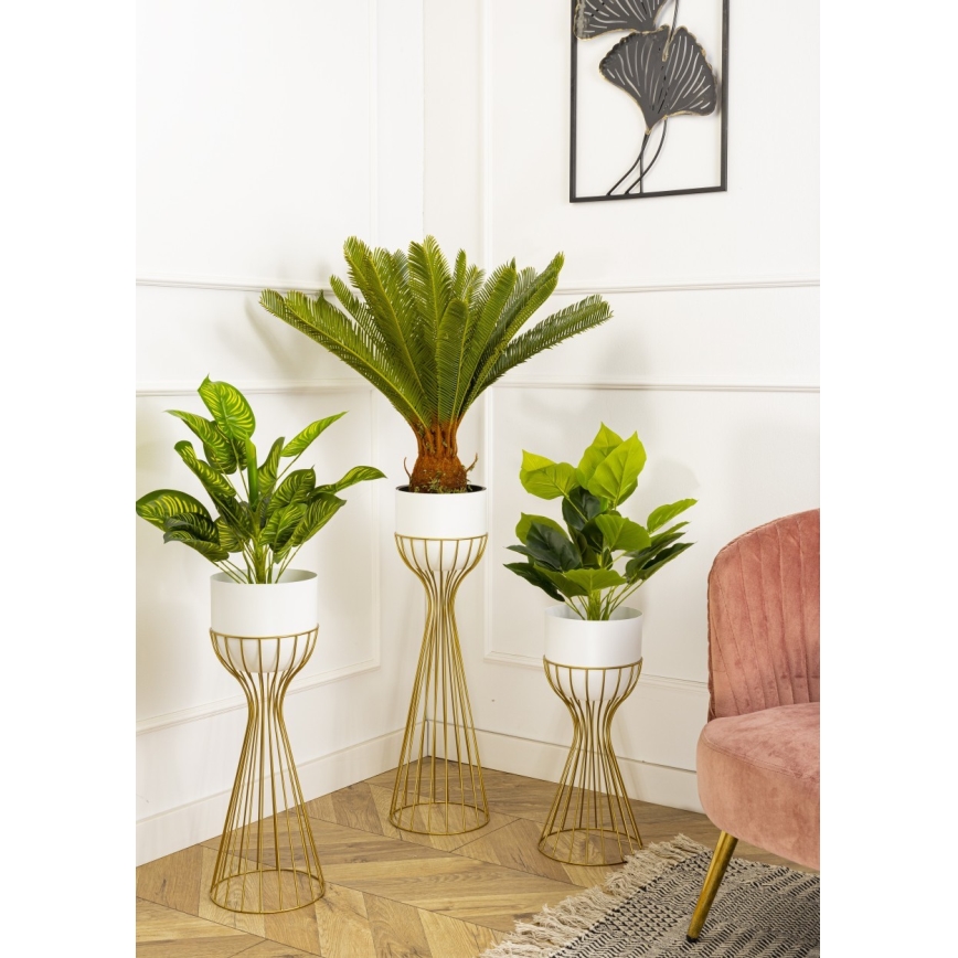 Blomsterkrukke metal LOFT 68x20 cm guldfarvet/hvid