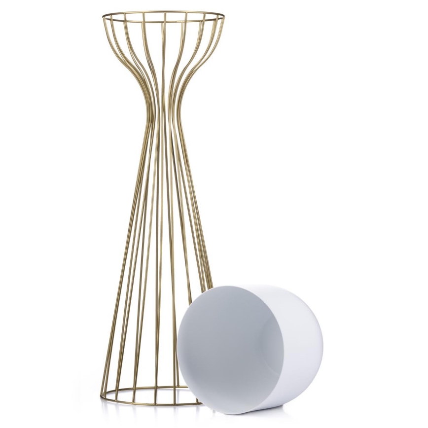 Blomsterkrukke metal LOFT 68x20 cm guldfarvet/hvid