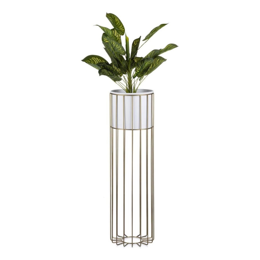 Blomsterkrukke metal LOFT 70x20 cm guldfarvet/hvid