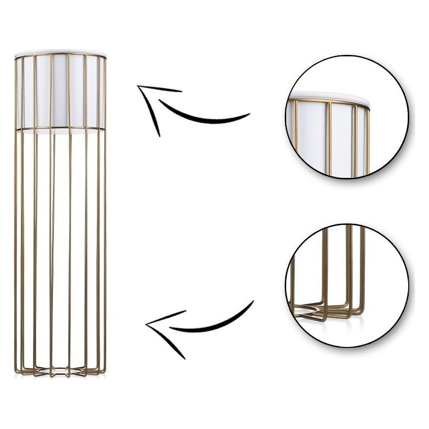 Blomsterkrukke metal LOFT 70x20 cm guldfarvet/hvid