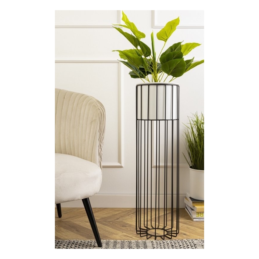 Blomsterkrukke metal LOFT 70x20 cm sort/hvid