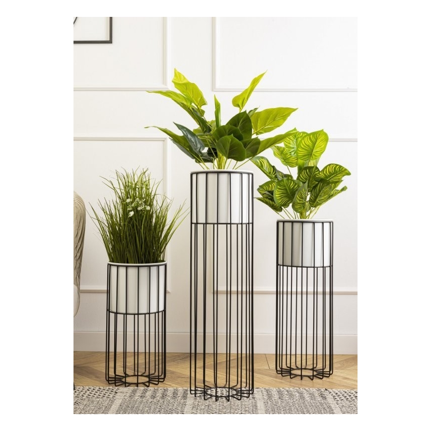 Blomsterkrukke metal LOFT 70x20 cm sort/hvid