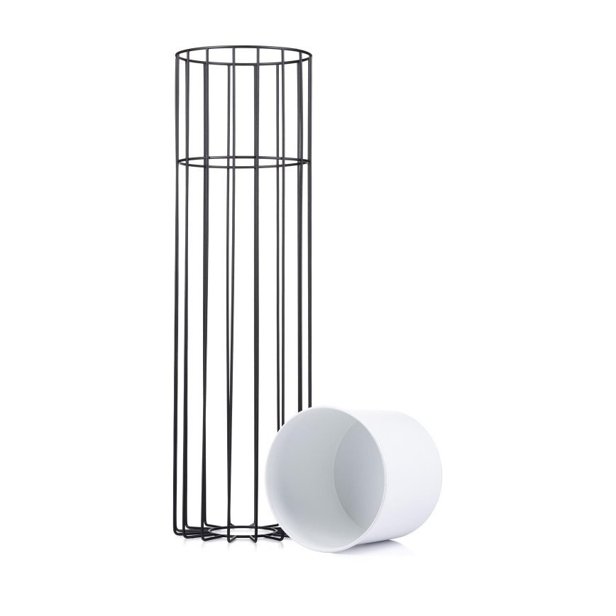 Blomsterkrukke metal LOFT 70x20 cm sort/hvid