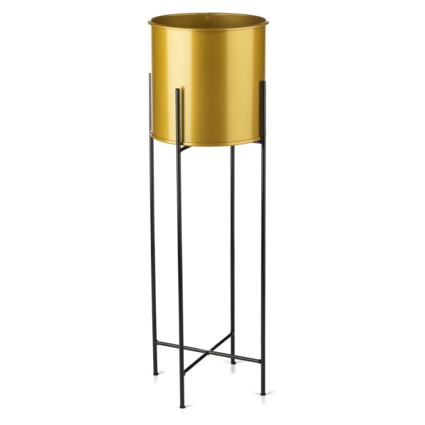 Blomsterkrukke OSLO 75x17 cm metal guldfarvet/sort