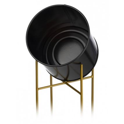 Blomsterkrukke OSLO 95x17 cm metal sort/guldfarvet