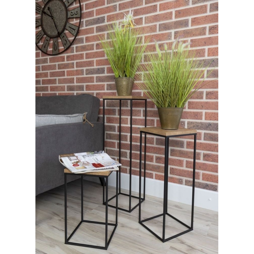 Blomsterstativ BASICLOFT 80x24 sort/brun