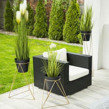 Blomsterstativ med krukke TRIANGL 40x45 cm guldfarvet