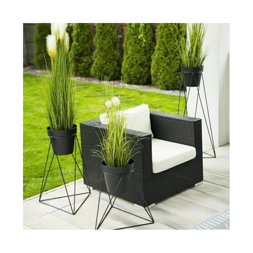 Blomsterstativ med krukke TRIANGL 90x50 cm sort