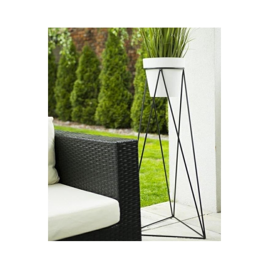 Blomsterstativ med krukke TRIANGL 90x50 cm sort