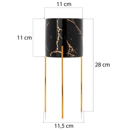 Blomsterstativ NILA 28x11 cm sort/guldfarvet