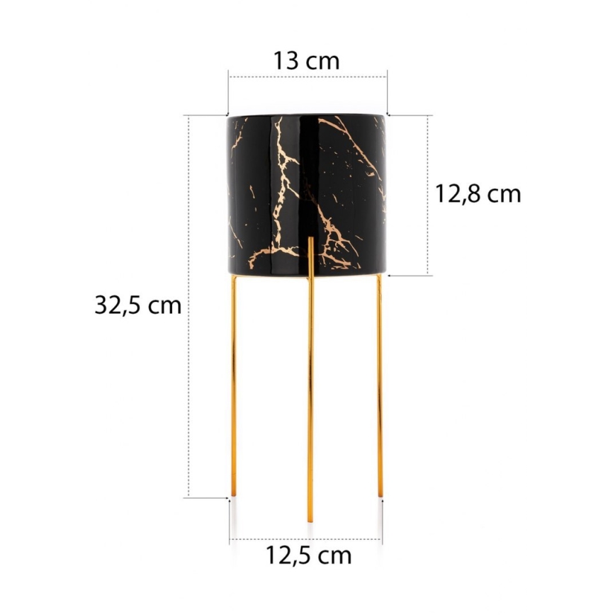 Blomsterstativ NILA 32,5x13 cm sort/guldfarvet