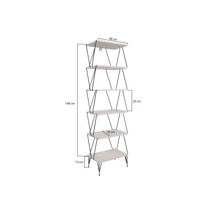 Bogreol BALABAN 165x48 cm hvid/sort