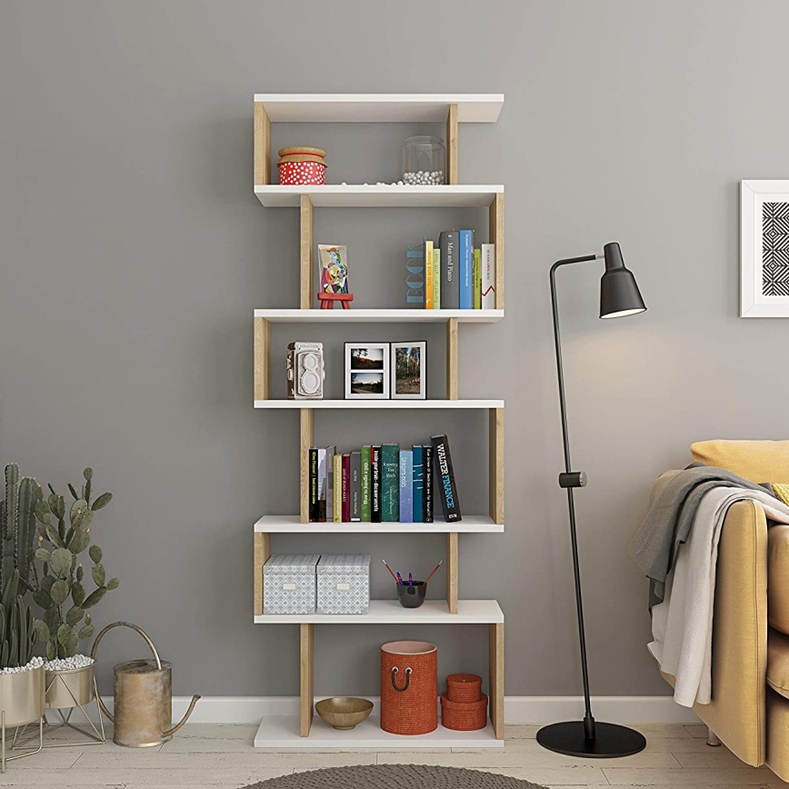 Bogreol BATES 160x60 cm hvid/eg