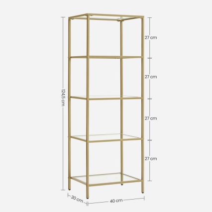 Bogreol GLASY 40x125x30 cm guld