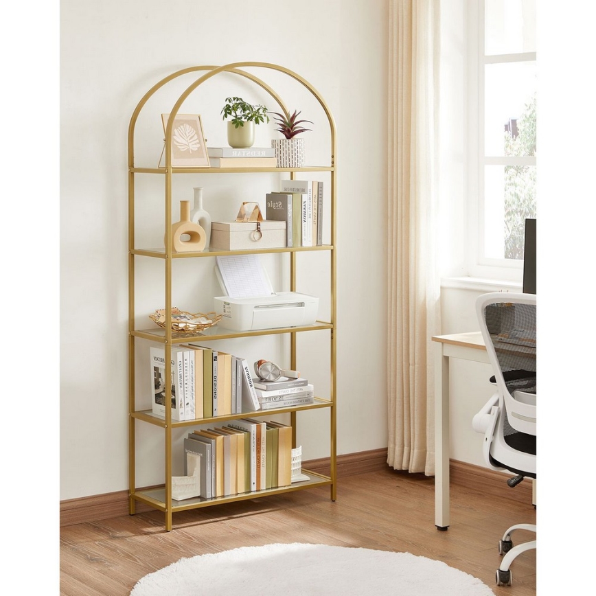 Bogreol GLASY 83x184x30 cm guld