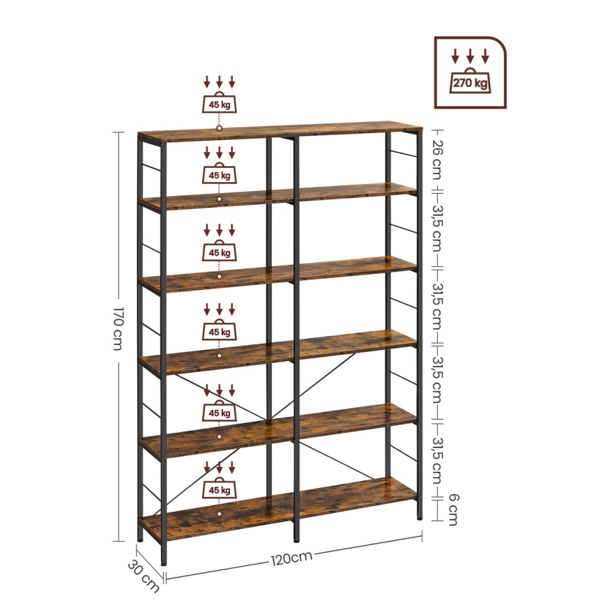 Bogreol NAVARO brun/sort
