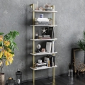Bogreol PIANTE 174x60 cm guldfarvet/hvid