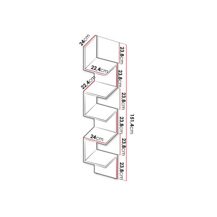 Bogreol PORIISIO 151x22 cm hvid