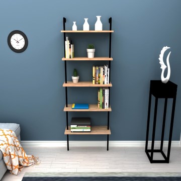 Bogreol TEOS 165x60 cm sort/fyr atlantic