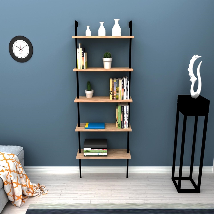 Bogreol TEOS 165x60 cm sort/fyr atlantic