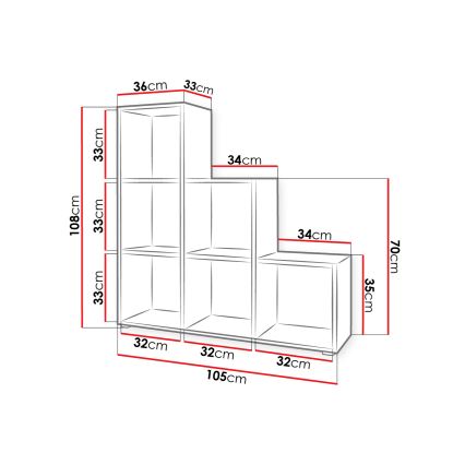 Bogreol TRIO 108x105 cm hvid