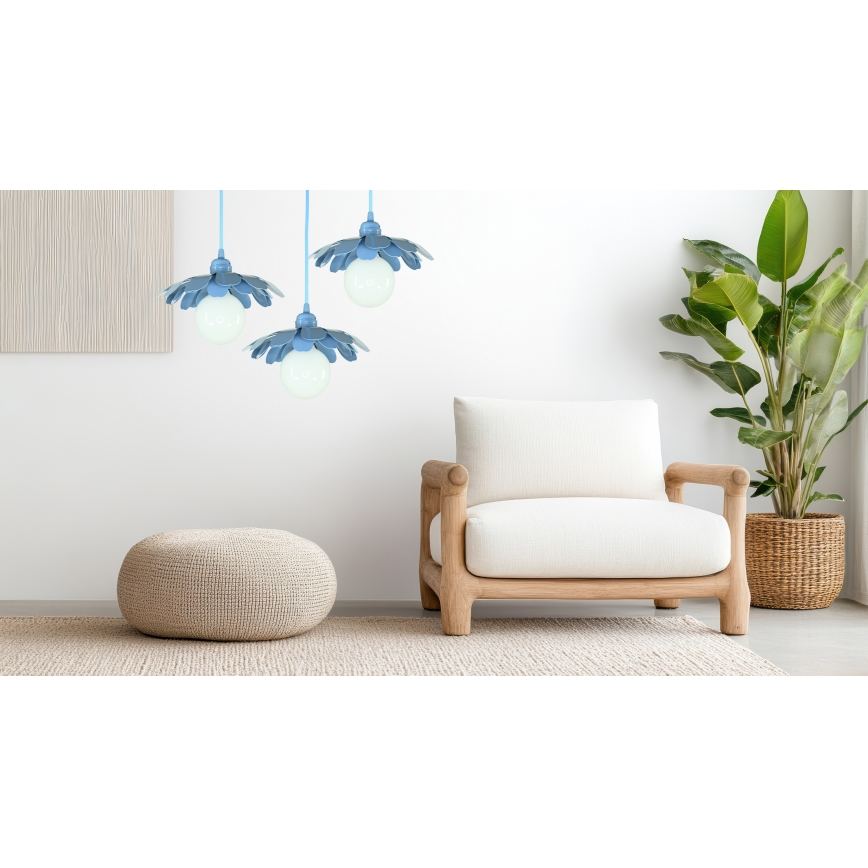 Bohemia-Design - Pendel på kabel 1xE27/60W/230V blå