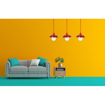 Bohemia-Design - Pendel på wire 1xE27/60W/230V rød