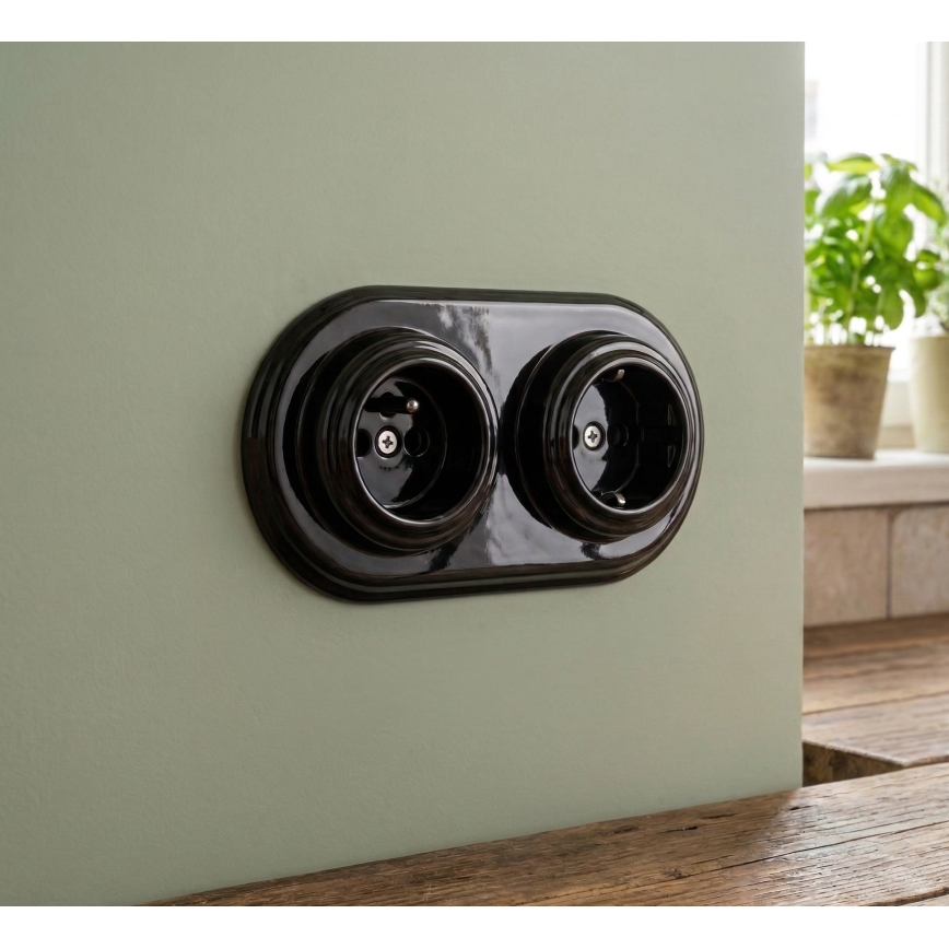 Bohemia-Design - Porcelæns-retro dobbelt ramme, sort