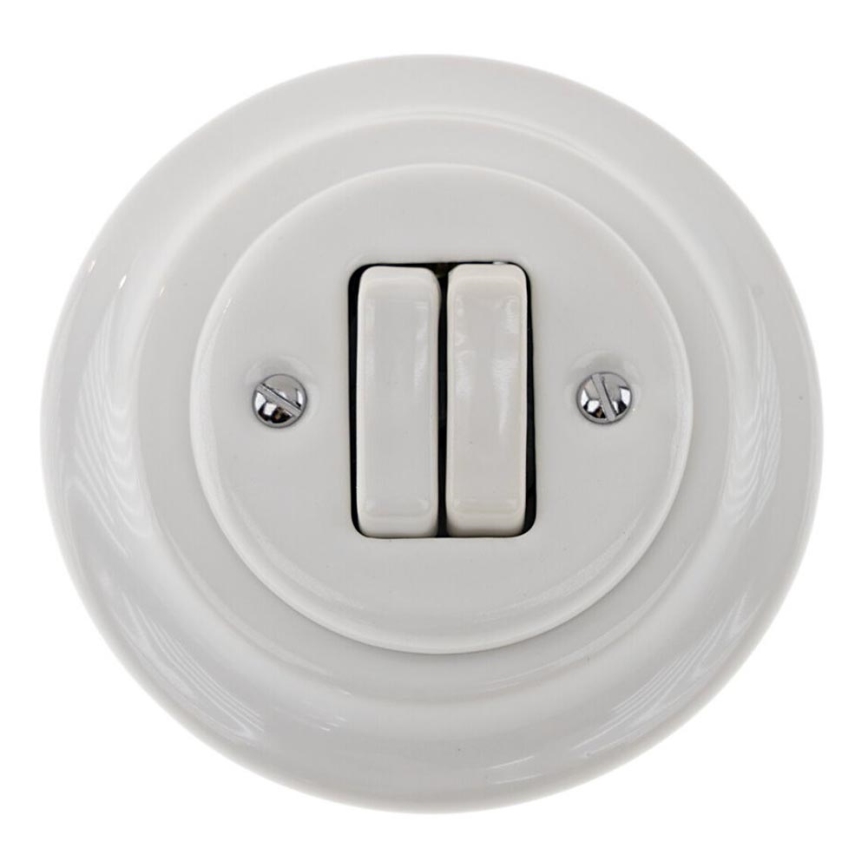 Bohemia-Design - Porcelæns-retro dobbeltafbryder med ramme nr. 5, hvid