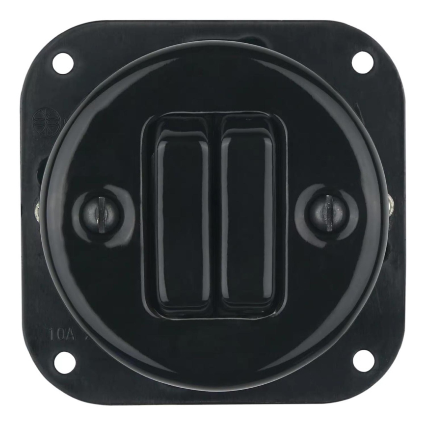 Bohemia-Design - Porcelæns retro dobbeltafbryder, rammeløs, nr. 5, sort