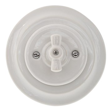 Bohemia-Design - Porcelæns-retro drejeafbryder med ramme nr. 1 hvid