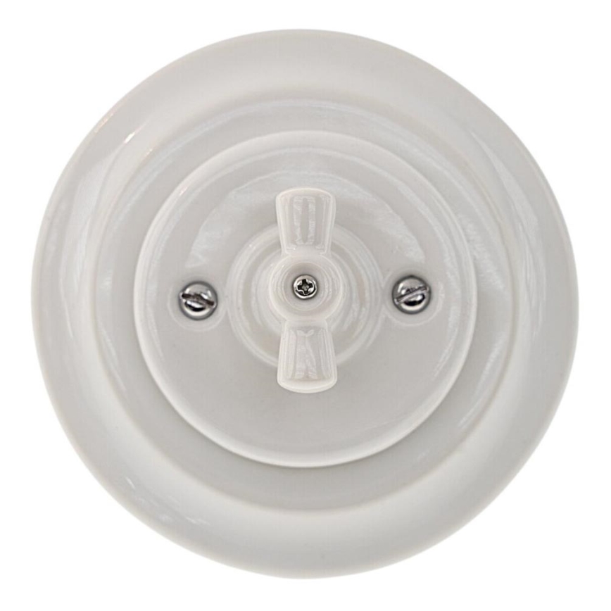 Bohemia-Design - Porcelæns-retro drejeafbryder med ramme nr. 1 hvid
